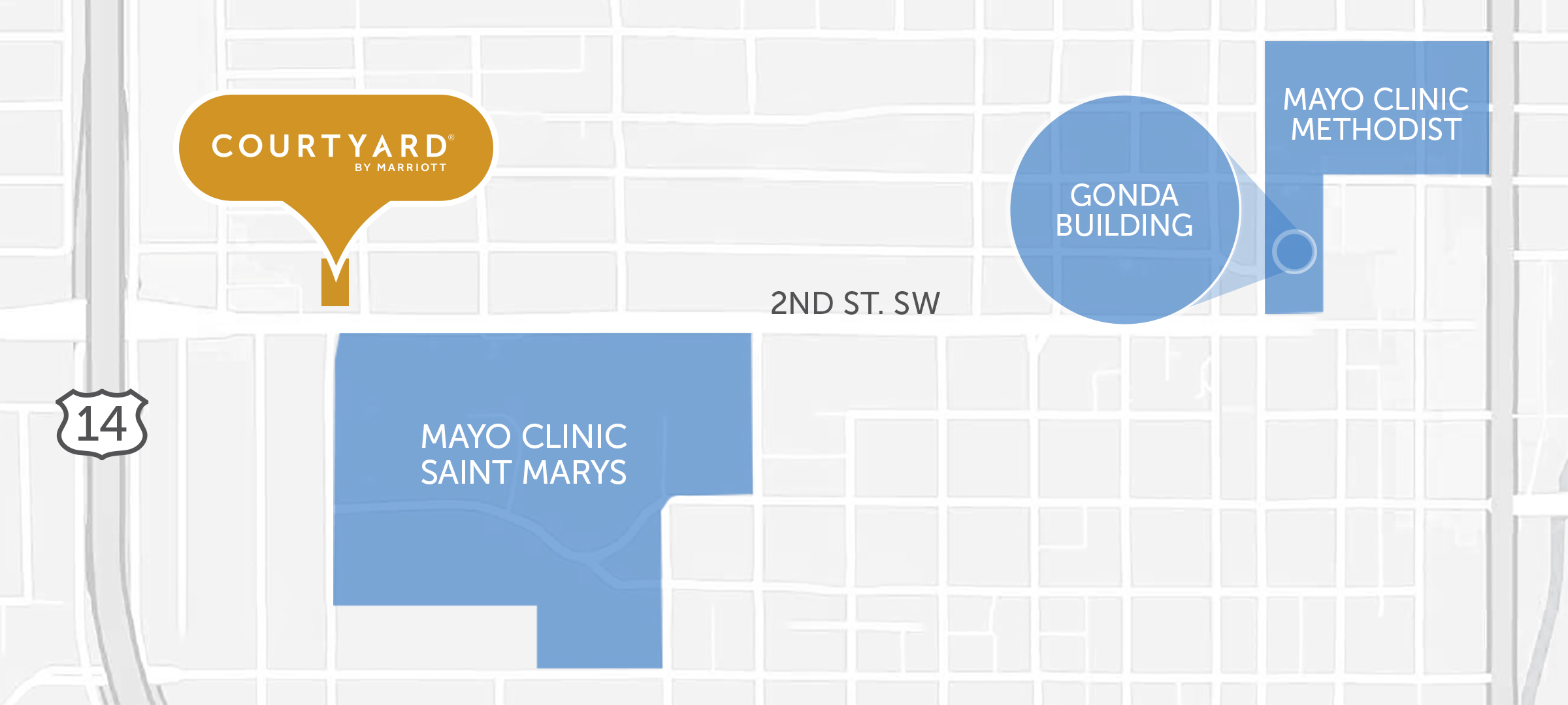Courtyard Rochester and Mayo Clinic Map
