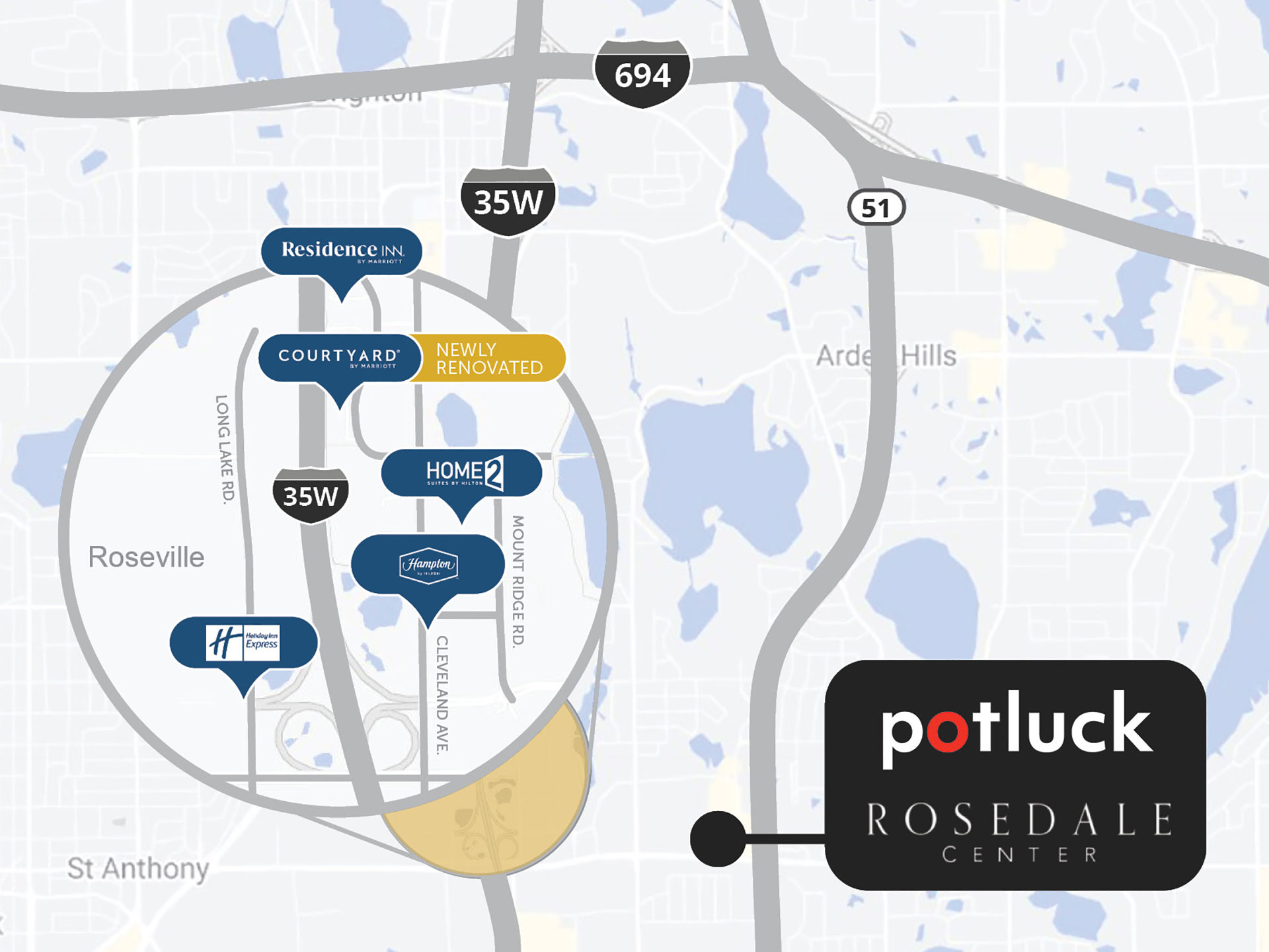 Hotels near Potluck and Rosedale Center