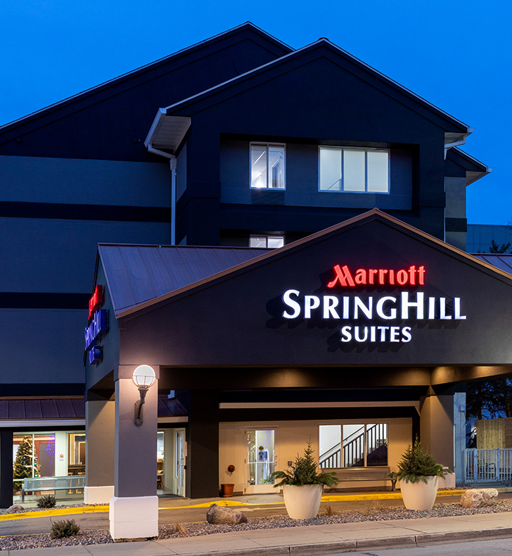 SpringHill Suites Mayo Clinic Area/Saint Marys Campus exterior at night