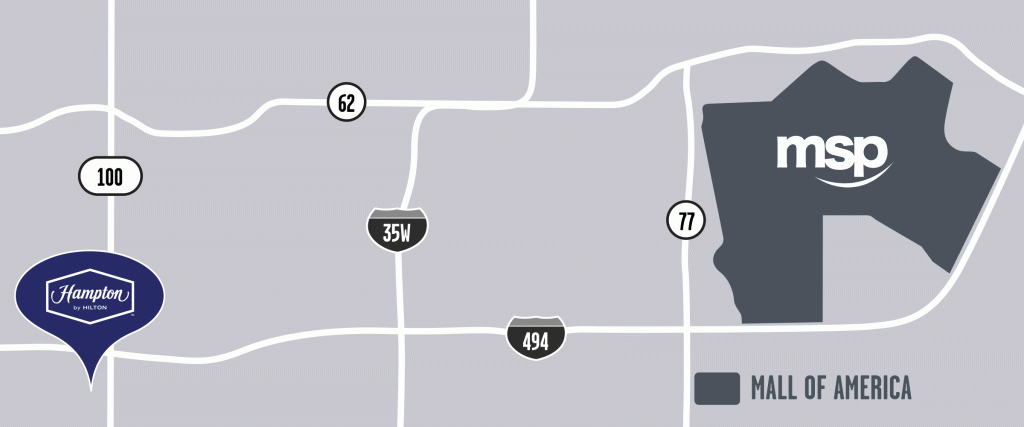 Hampton Inn Bloomington West, MSP Airport, and Mall of America Map