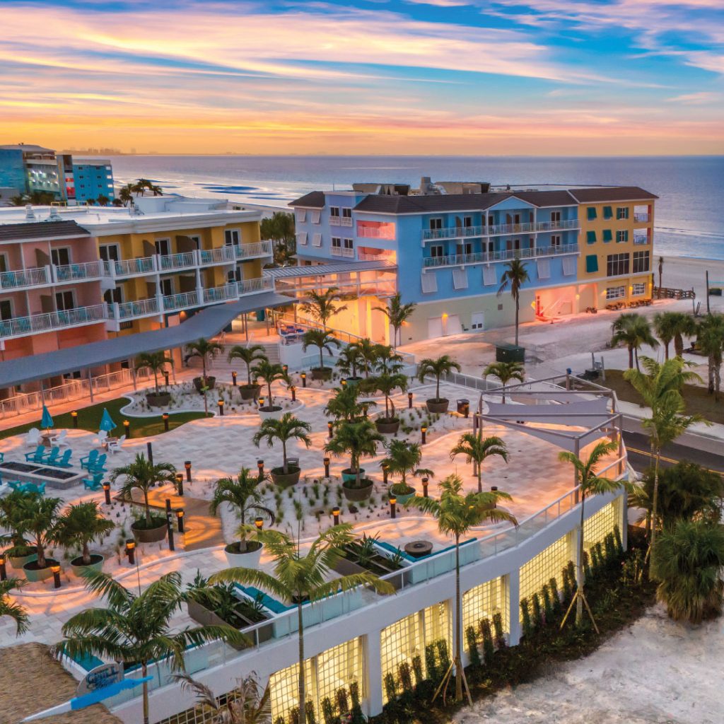 Margaritaville Beach Resort Fort Myers Beach Exterior at Dusk
